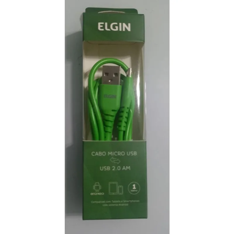 Cabo USB 2.0 am micro USB verde 1.0M - elgin - Elgin