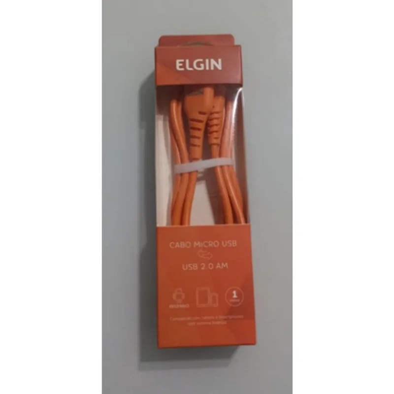 Cabo USB 2.0 am micro USB laranja 1.0M - elgin - Elgin
