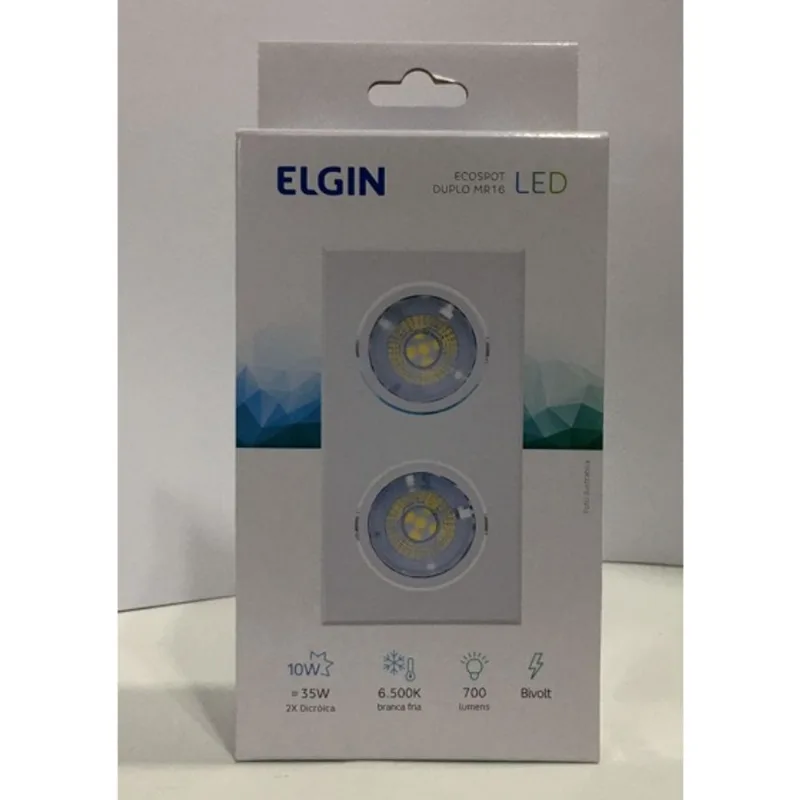 Luminaria LED ecospot 2XMR16 10W 6500K dupla - elgin