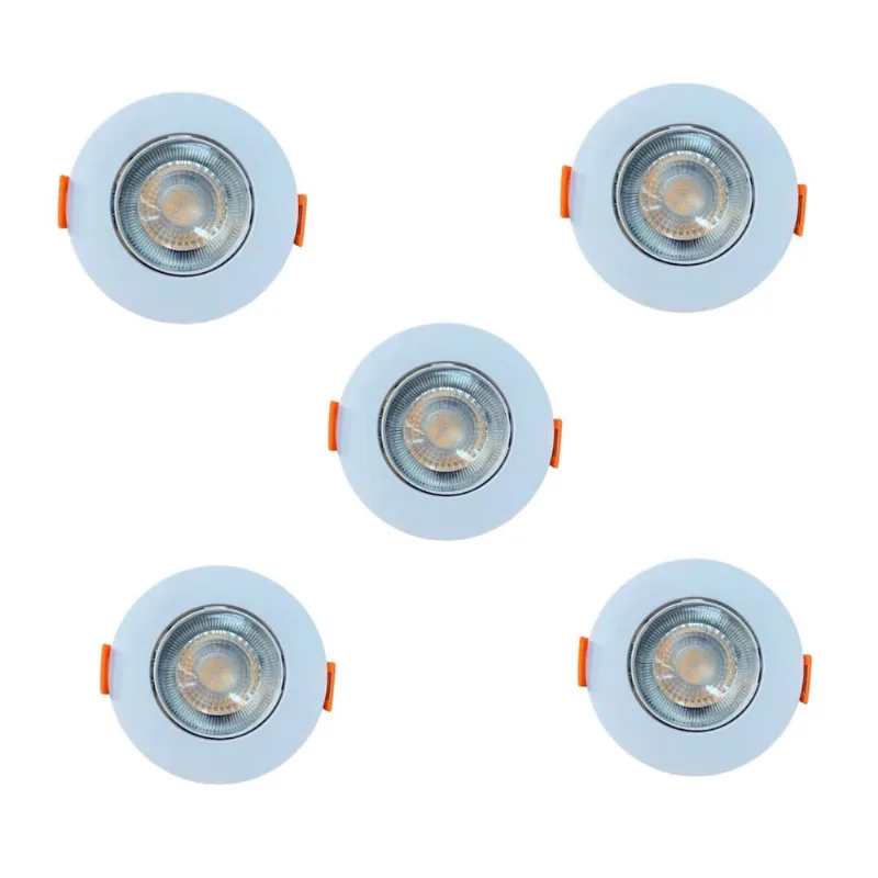 Kit 5 spot LED elgin luminária MR11 3W 3000K direcionável redondo - Elgin