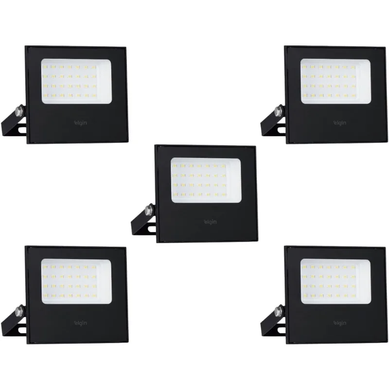 Kit 5 projetor LED elgin refletor 50W 6500K bivolt - Elgin