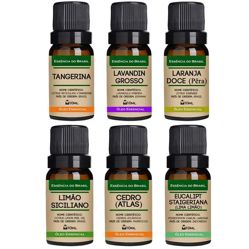 Kit 6 Óleos Essenciais 10ml - Puro E Natural