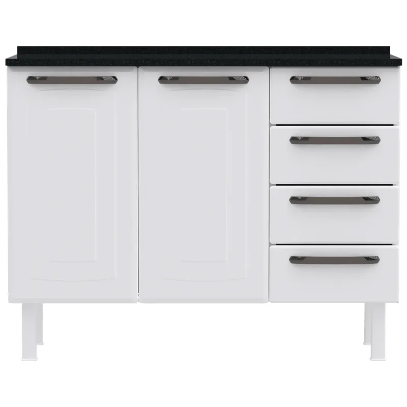 Balcão de Cozinha 2 Portas 4 Gavetas Aço Colormaq Titanium Branco Balcão de Cozinha Colormaq Titanium 2 Portas 4 Gavetas Aço Branco
