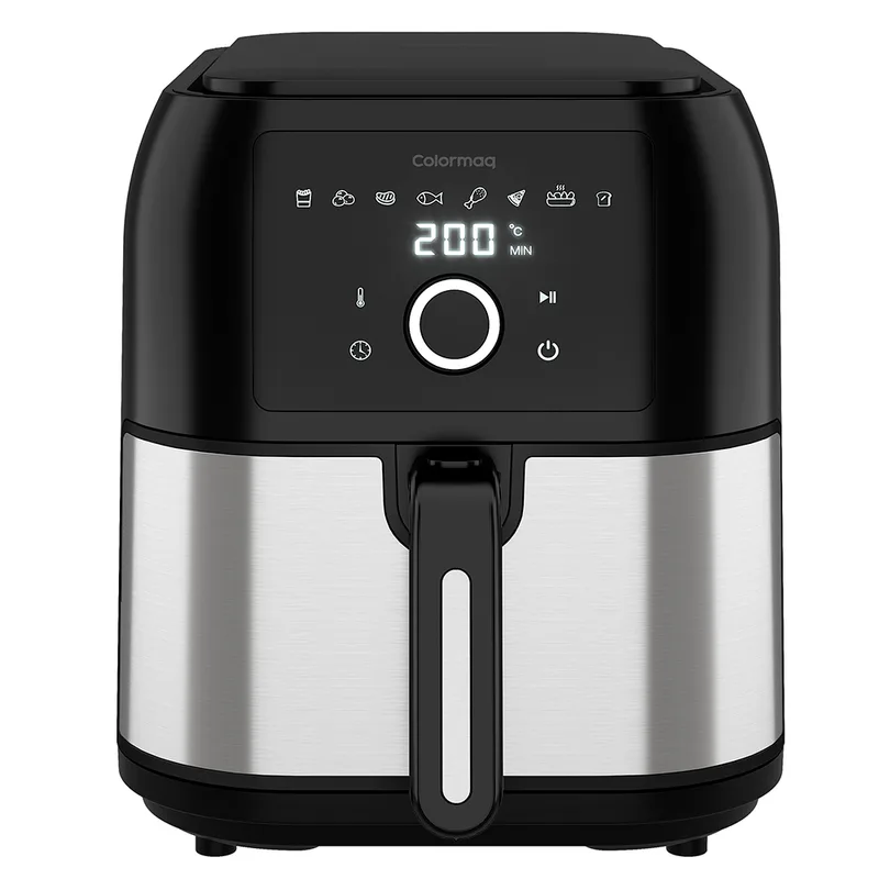 Fritadeira Air Fryer Slim Colormaq 8L Inox Fritadeira Air Fryer Slim Colormaq 8L com Visor em Inox 220V