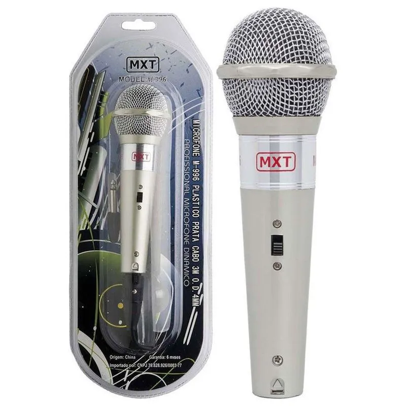 Microfone mxt M996 Plastico Prata com Fio 3 Metros 541023