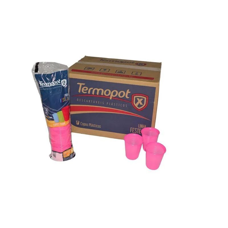 Kit 1000 Copos Descartavel Plástico Rosa Pink 200ml Termopot