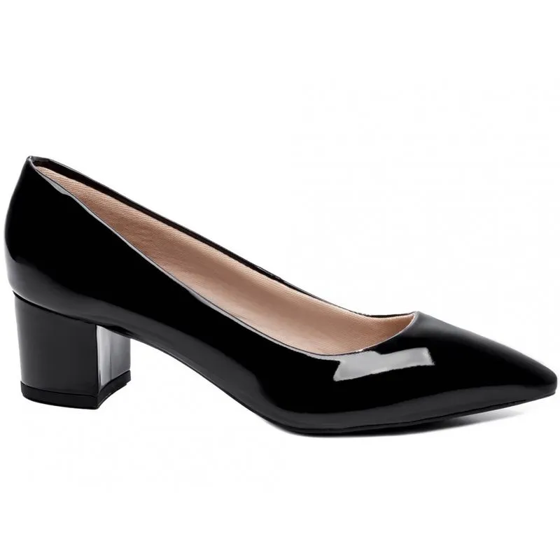 Sapato Scarpin Salto Baixo Grosso Preto Torricella
