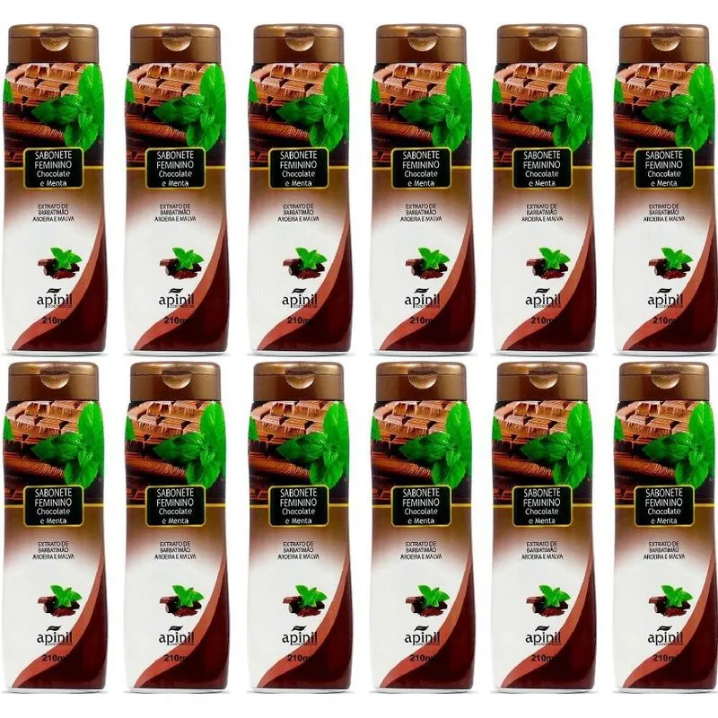 Kit 20 Sabonete Líquido Feminino Chocolate E Menta 210ml