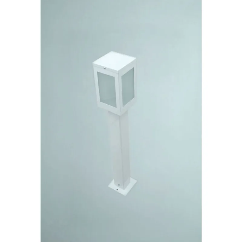 Poste Balizador de Jardim 4 Vidros Retangular 50cm em Alumínio Branco rl
