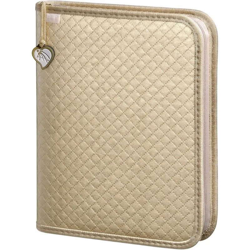 Fichario Com Ziper Teen Sintetico Dourado Complet Acp