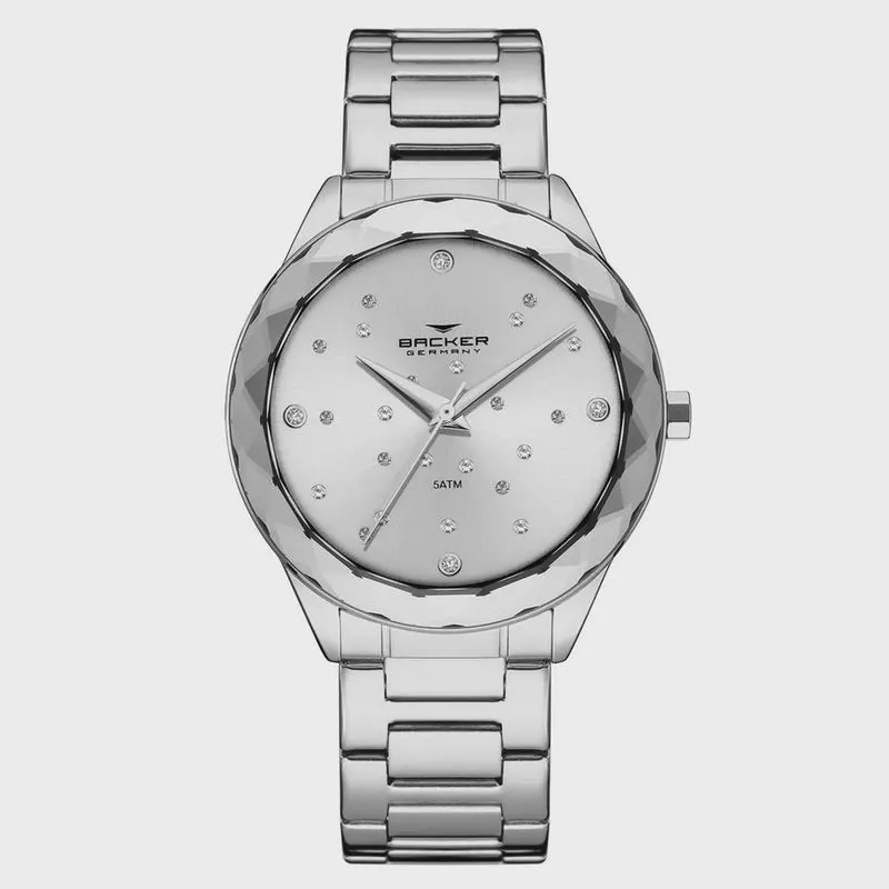 Relógio Backer Feminino Si Fashion Prateado