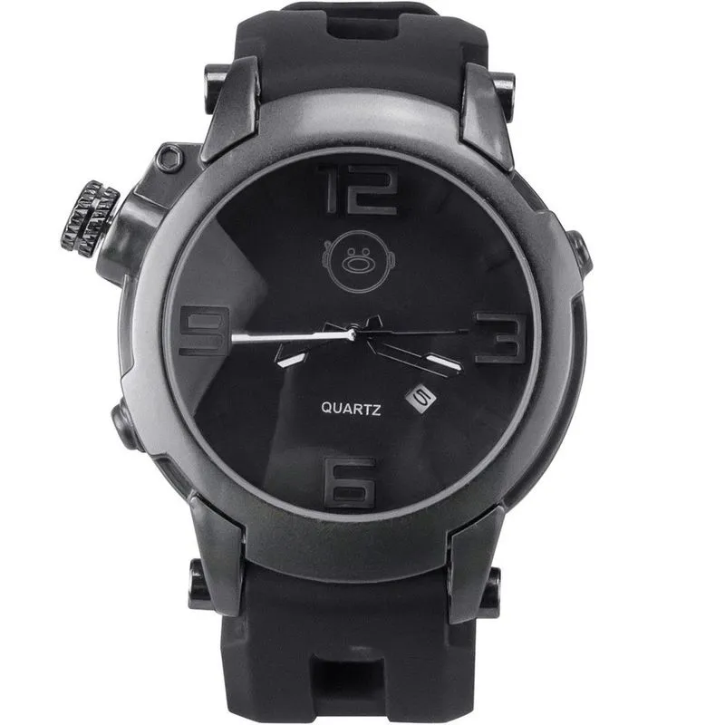 Relogio aço inox robusto qualidade premium preto data casual presente ajustavel pulseira silicone