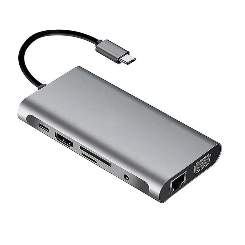 Hub MD9 10 Portas USB 3.0 hdmi USB Tipo C vga RJ45 Micro sd tf Card - 9537