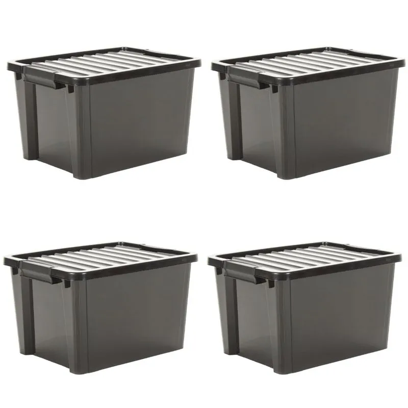 Kit 4 organizadores life box 95 lt preto