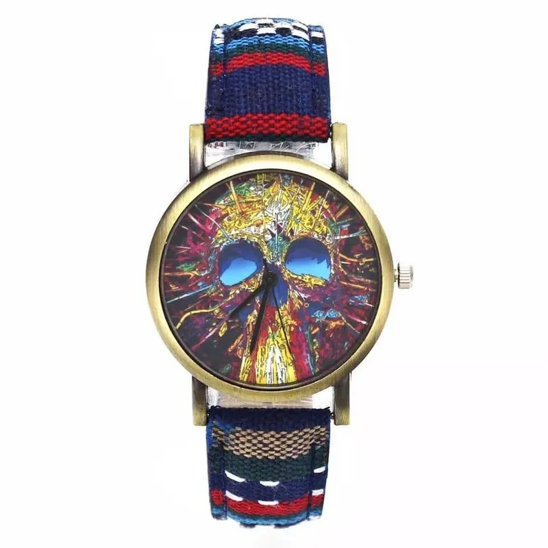Relógio Feminino Caveira Colours Quartz 36mm Diâmetro