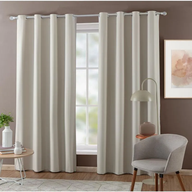 Cortina De Tecido Blackout 100% Moana Bege 3,80X2,50M