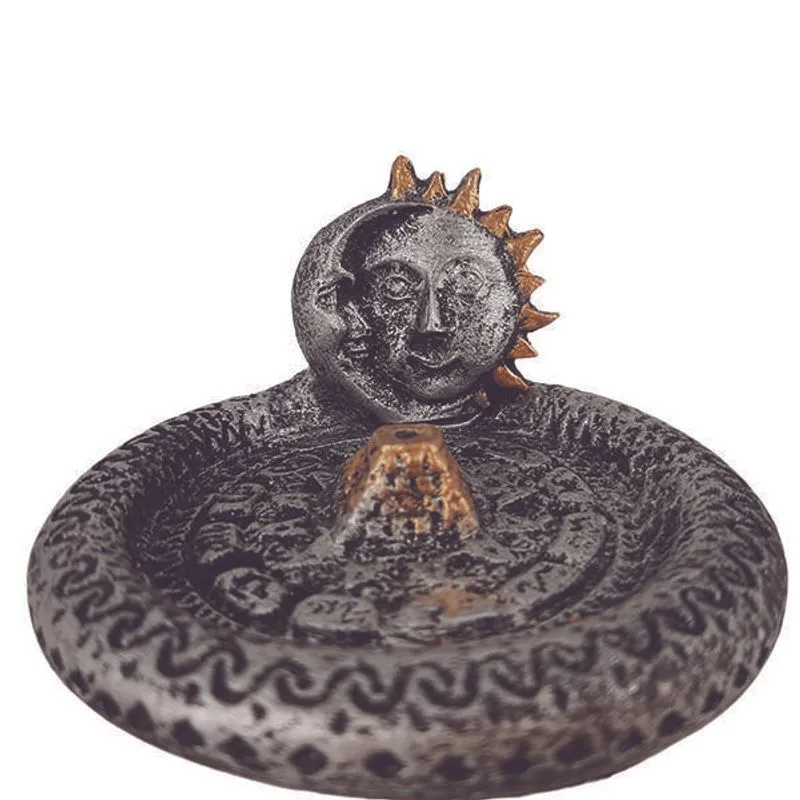 Incensário Pratinho Sol E Lua Prateado