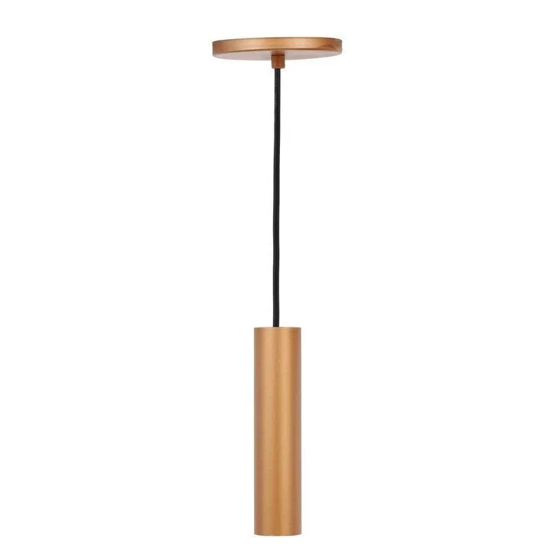 Pendente Tubo 02-30 Para 1 Mini Dicroica Com Cabo Preto Cobre Incolux 3,8cm 30cm