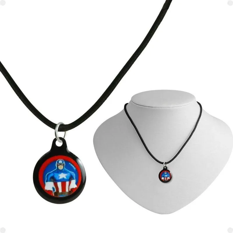 Colar Infantil Menino + Pingente Capitão America Premium
