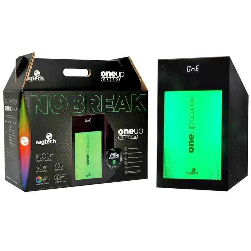 Nobreak Gamer Senoidal Pura 1000VA 700W Módulo Gamming Sense para PC Gamer Ragtech OneUp Nitro