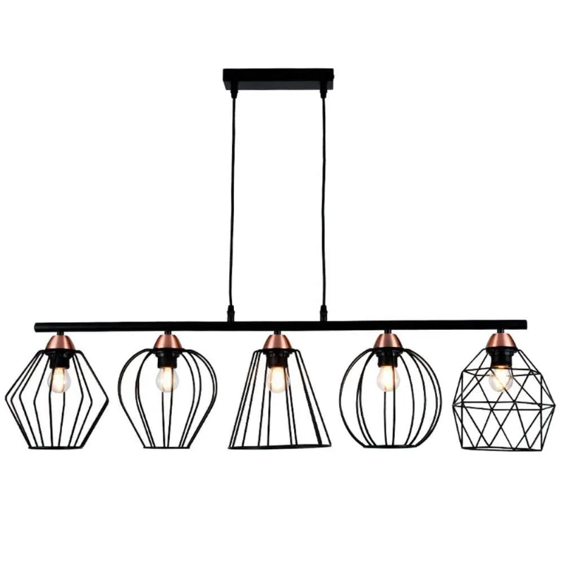 Lustre Pendente Taschibra Blend Aramado 5xe27 Preto Bivolt