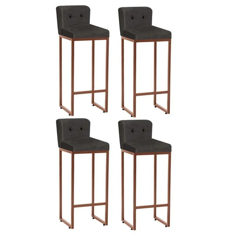 Kit 04 Banquetas Alta Loues Cinza