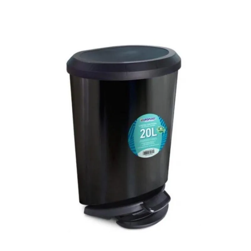 Lixeira com Tampa e Pedal Label 25777 20L Polipropileno Preta Arqplast