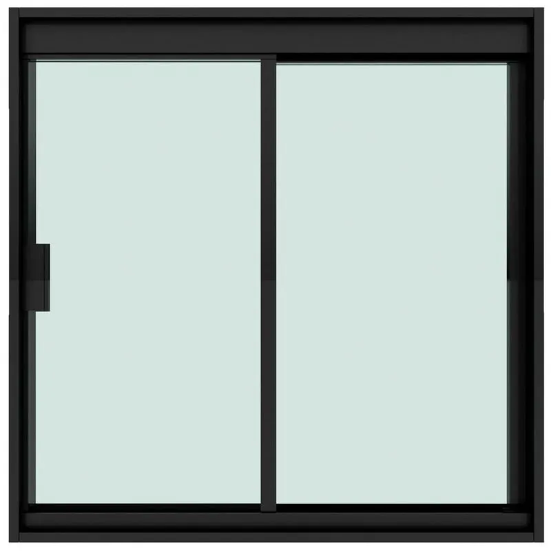 Janela De Correr Blinglass Para Banheiro Em Alumínio Preto Vidro Verde 60x40cm 2 Folhas (MP)