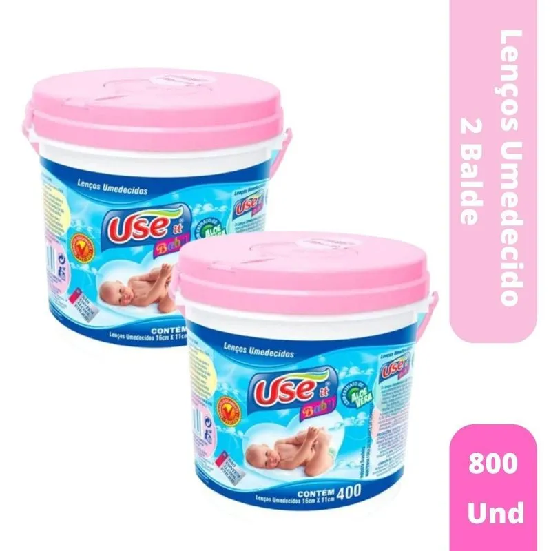 Lenços Umedecidos Balde Rosa Com 800 Lenços Use It