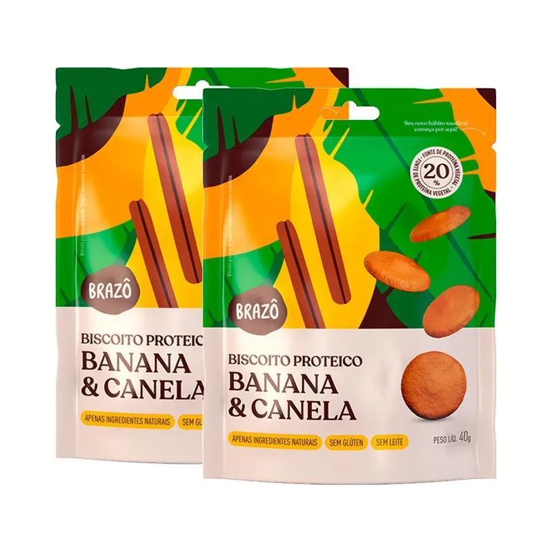 Kit 2x: Biscoito Proteico Banana E Canela Brazô 40g