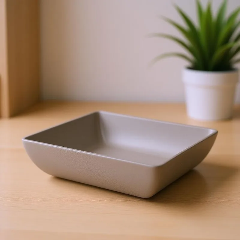 Saladeira Quadrada Para Servir Plástico Cinza Petra 1,4 Litros