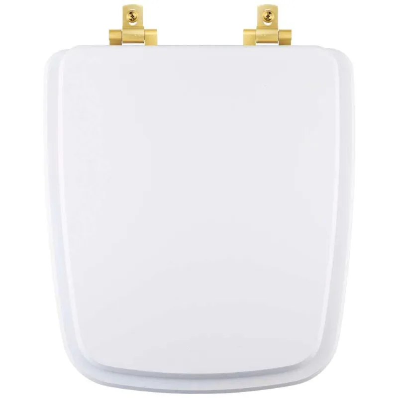Assento Sanitário Mdf Soft Close Boss Branco Para Vaso Incepa Com Ferragem Dourada