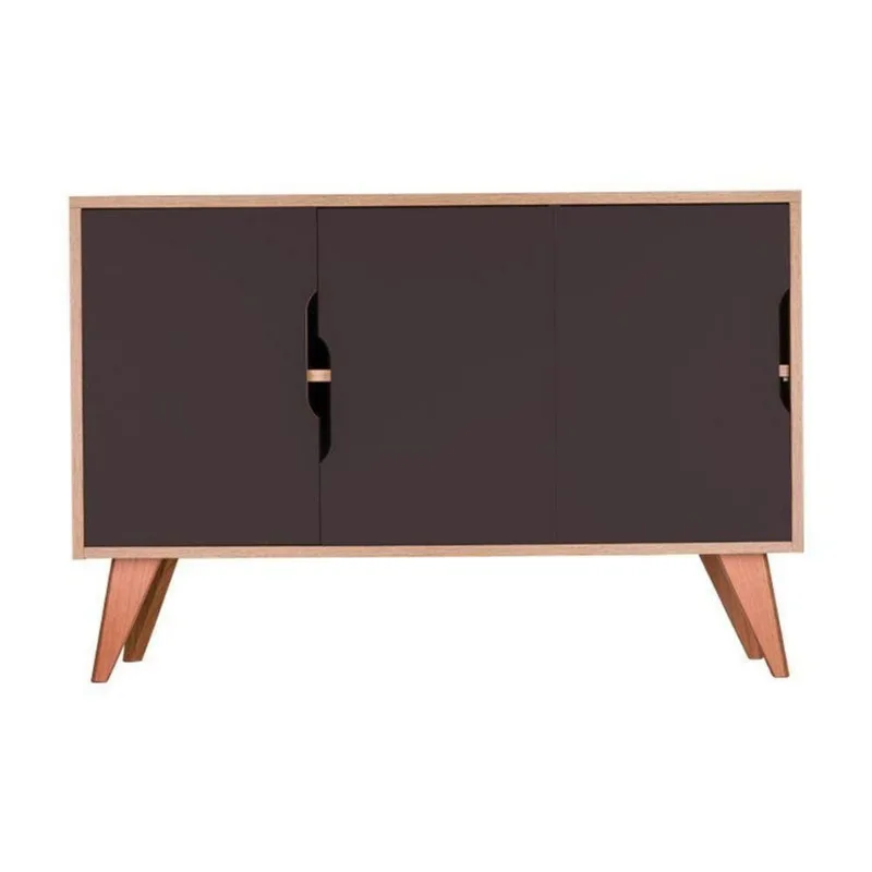 Aparador Murano Moderno 3 Portas MDP 115CM Carvalho e Grafite Mercado das Prateleiras