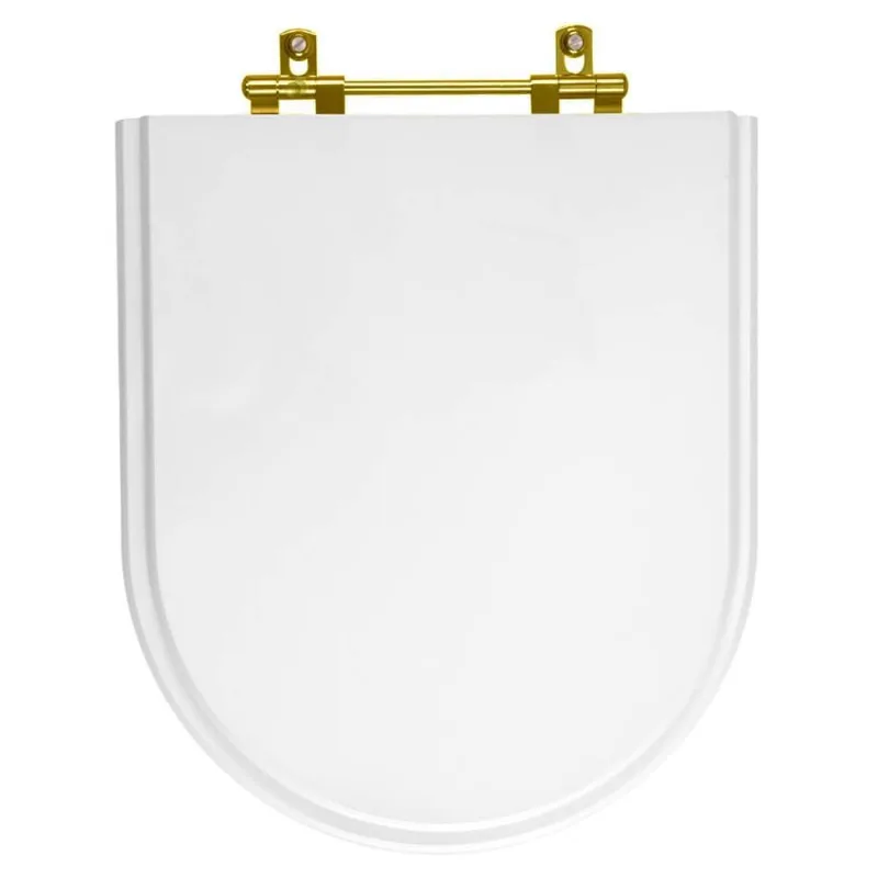 Tampa De Vaso Nexo Branco Para Bacia Roca Com Ferragem Dourada