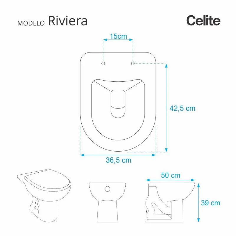 Assento Sanitario Poliester Riviera Cristal Para Vaso Celite