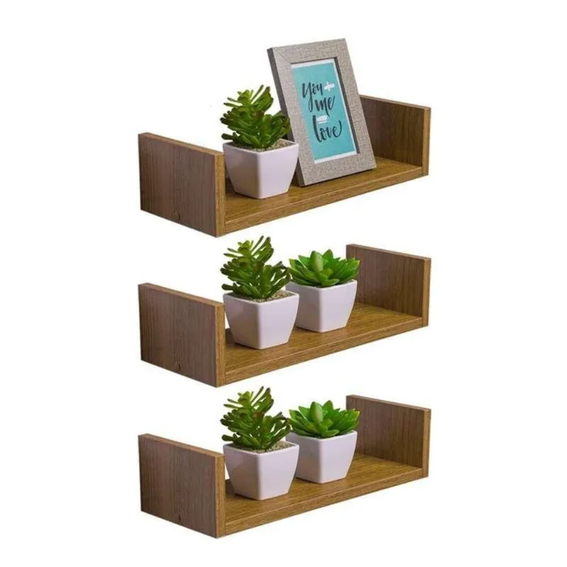 Prateleira Kit 3 U 30x15CM MDP Suporte Invisível Organizador Moderno Sala Marrom Mercado