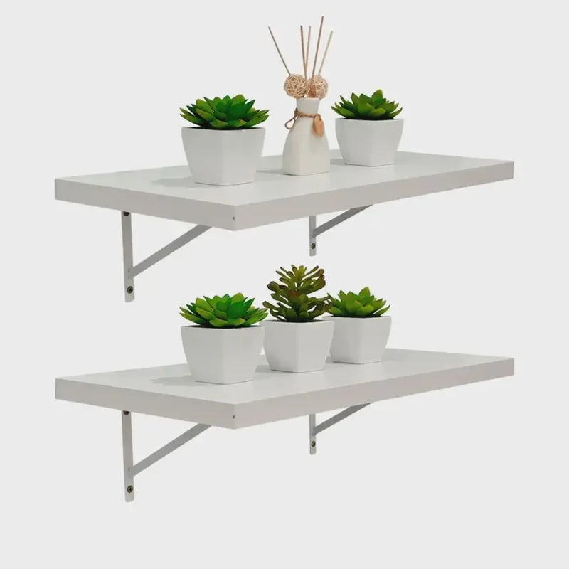 Kit 2 Prateleiras 40 x 20cm Branco Espessura 25mm Mão Francesa