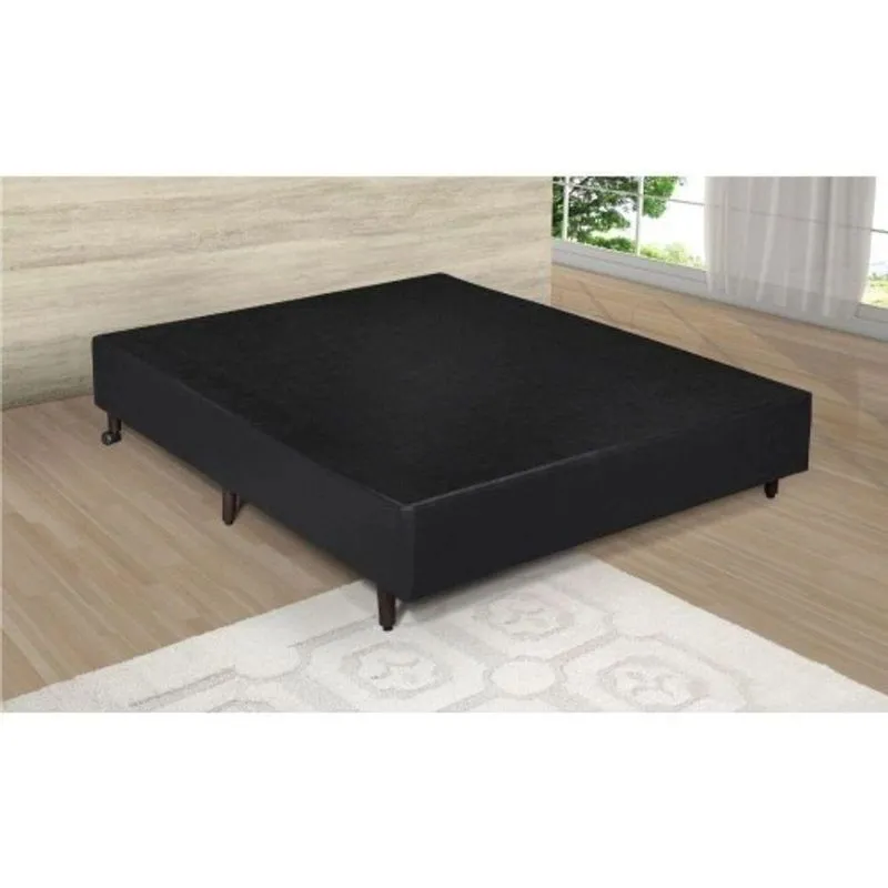 Cama Base Box Casal Sintético Preto 27X138X188