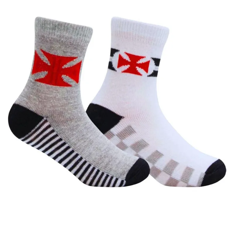 Kit 2 Pares de Meia Infantil Vasco Cinza e Branco M
