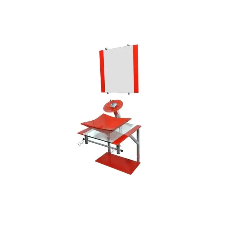 Gabinete de Vidro para Banheiro 40x40cm + Torneira Cascata - Vermelho - CQ30