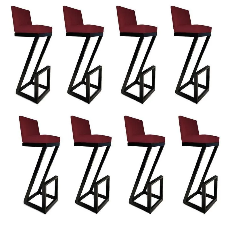 Kit 08 Banqueta Alta Z Base De Ferro Suede Marsala D'classe Decor