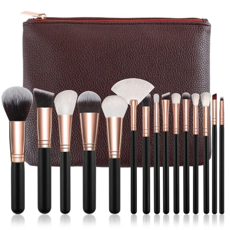Kit Pincéis De Maquiagem Com Bolsa Aplicação Precisa Cerdas Macias Marrom 10 Pçs