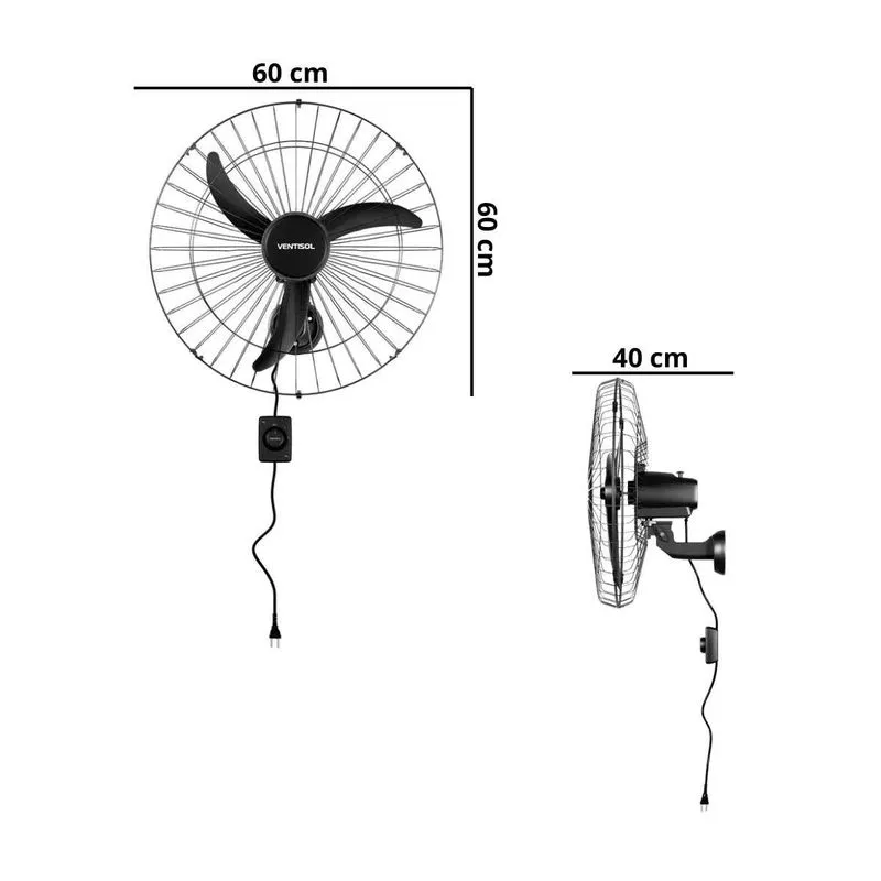 Kit 3 Ventiladores De Parede 60 cm New Premium Profissional Ventisol