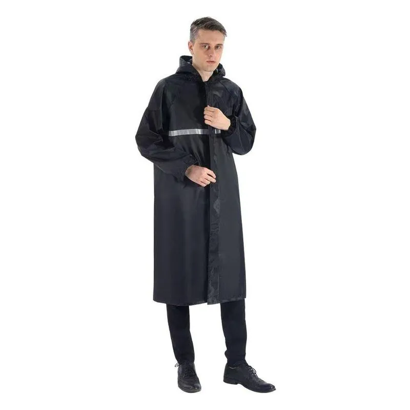 Capa De Chuva Longa Dk Impermeável Com Capuz Com Visor Adulto Faixa Refletiva Masculino Feminina