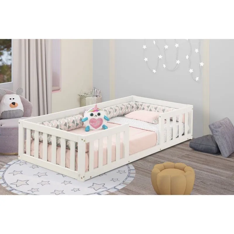 Cama Infantil Montessoriano Casinha com Grade Bia + Colchão