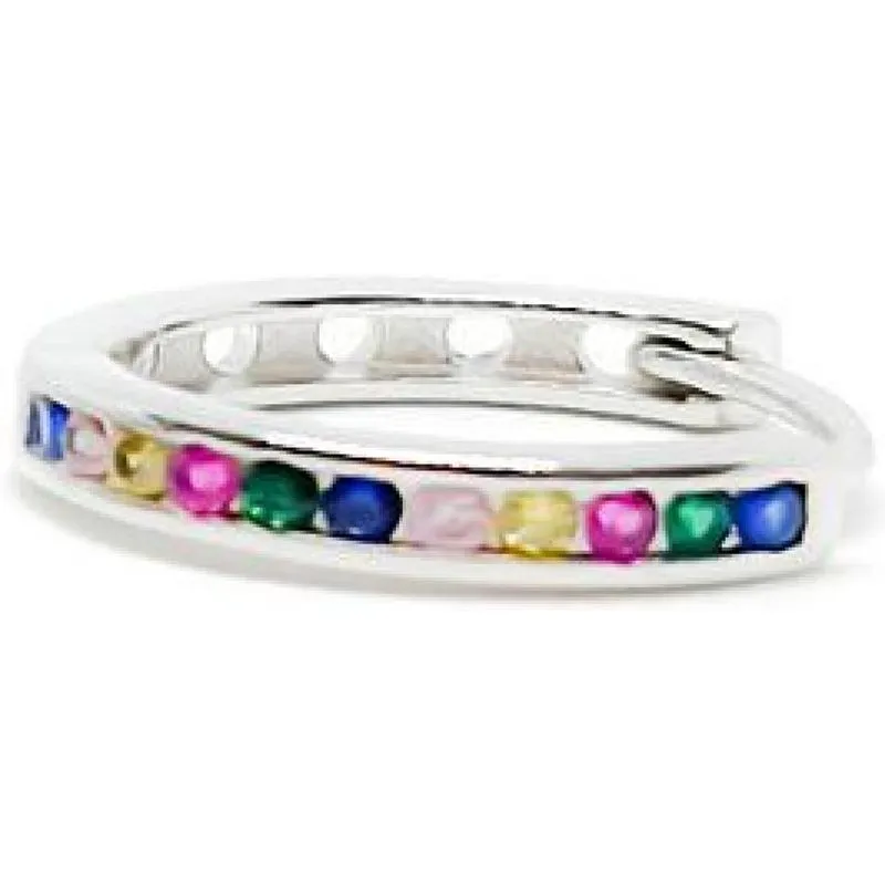 Conjunto Sil Brincos Argola Microzirconias Coloridas Rodio