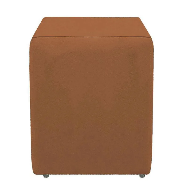 Puff Dado Quadrado Suede Terracota Para Sala Recepção Luxo