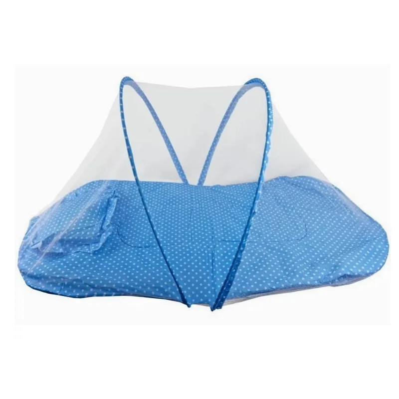 BERÇO NINHO TRAVESSEIRO ACOLCHOADO PORTÁTIL DOBRÁVEL TENDA MOSQUITEIRO ANTI-MOSQUITO PARA BEBÊ Único / Azul