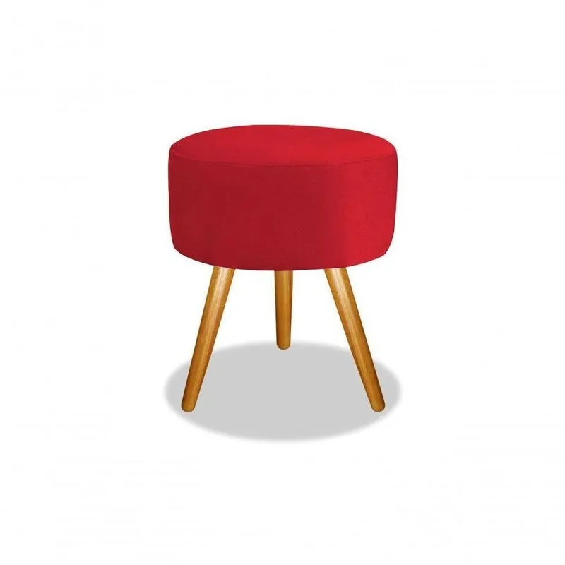 Puff Pufe Banqueta Para Make Sala Quarto Suede Vermelho