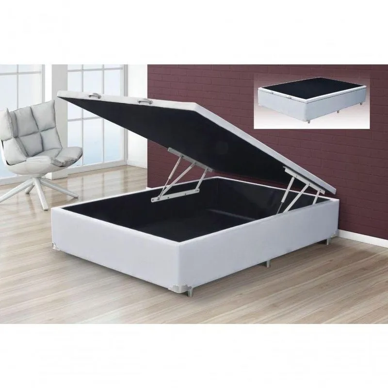 Cama Box Baú Casal Branco Sintético Premium